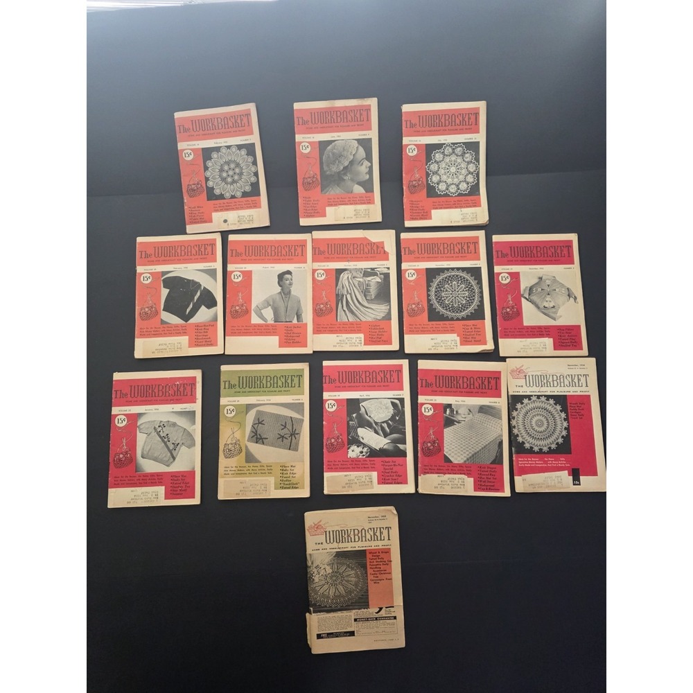 VTG Lot Of 14 The Workbasket Home And Needlecraft Mini Books 1950's Cottagecore